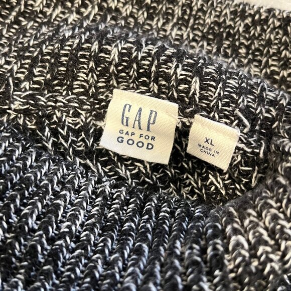 GAP Women Black and White 100% Cotton Textured Mockneck Sweater, XL - Picture 7 of 8